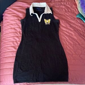Hurley Black Sheath Dress with White Polo Collar